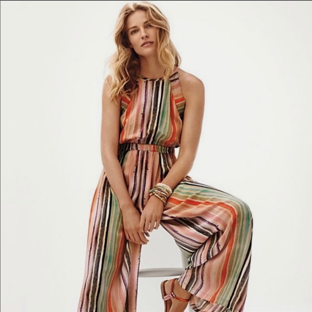 Anthropologie striped jumpsuit petite xs